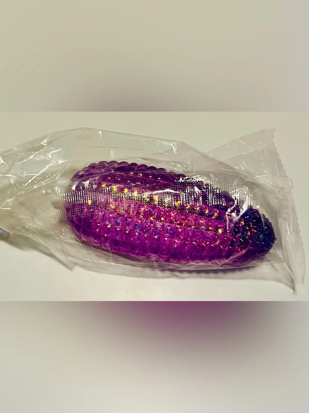 Purple Glitter Corn-Shaped Squishy Toy